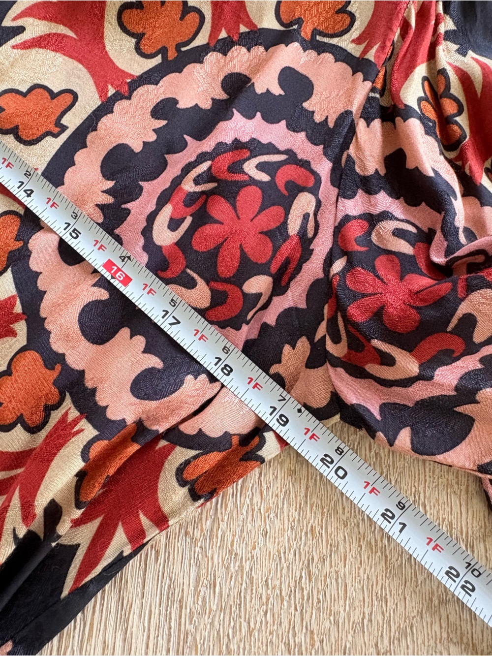 NWOT Zara Boho Black Floral Button-Up Shirt Blouse with Red and Orange Pattern - Picture 11 of 14